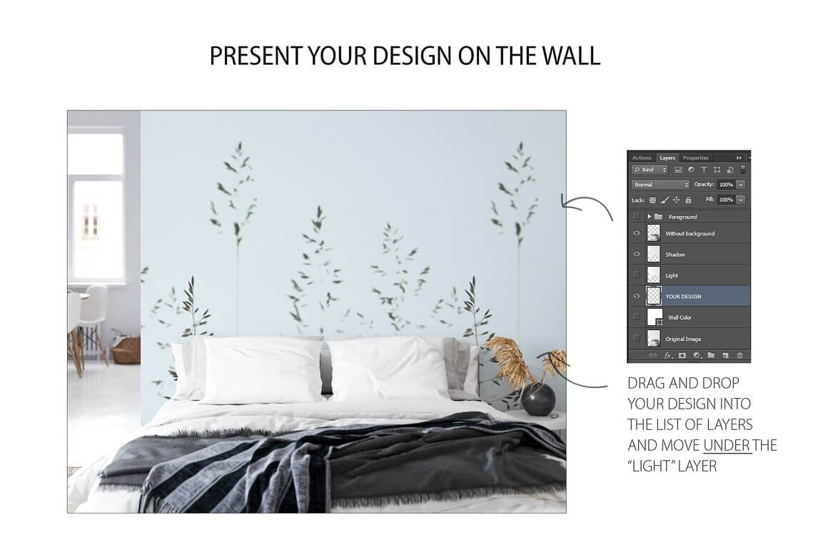 Present your design on the wall.