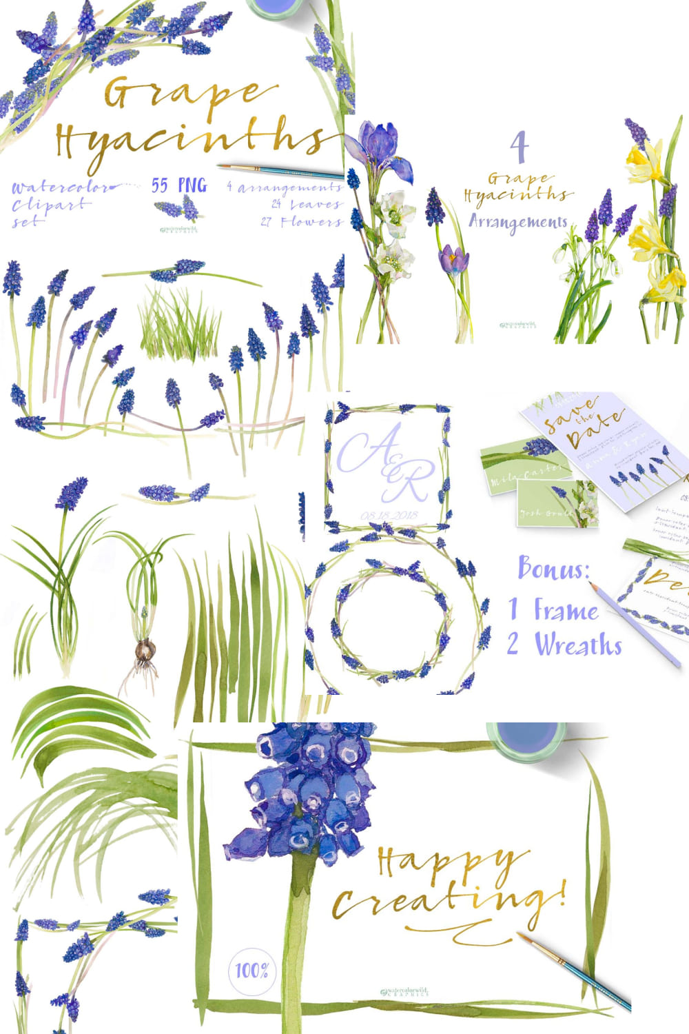 Grape Hyacinths_Blue Spring pinterest image.