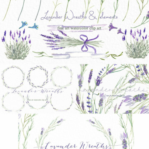 Lavender Wreaths Watercolor Clipart | Master Bundles