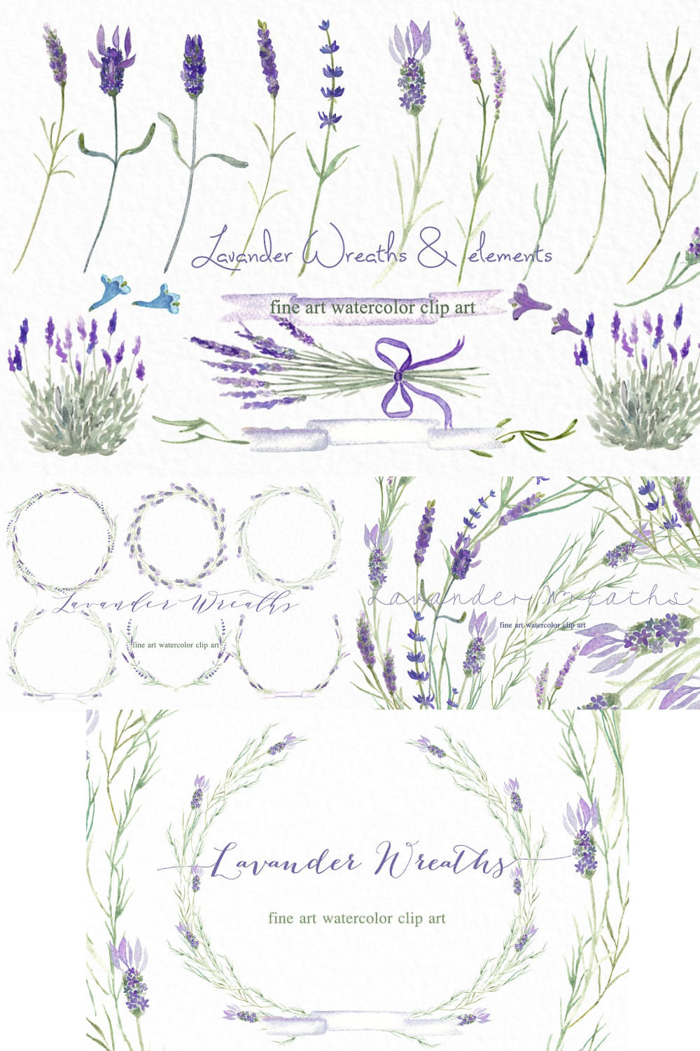 Lavender Wreaths Watercolor Clipart pinterest image.