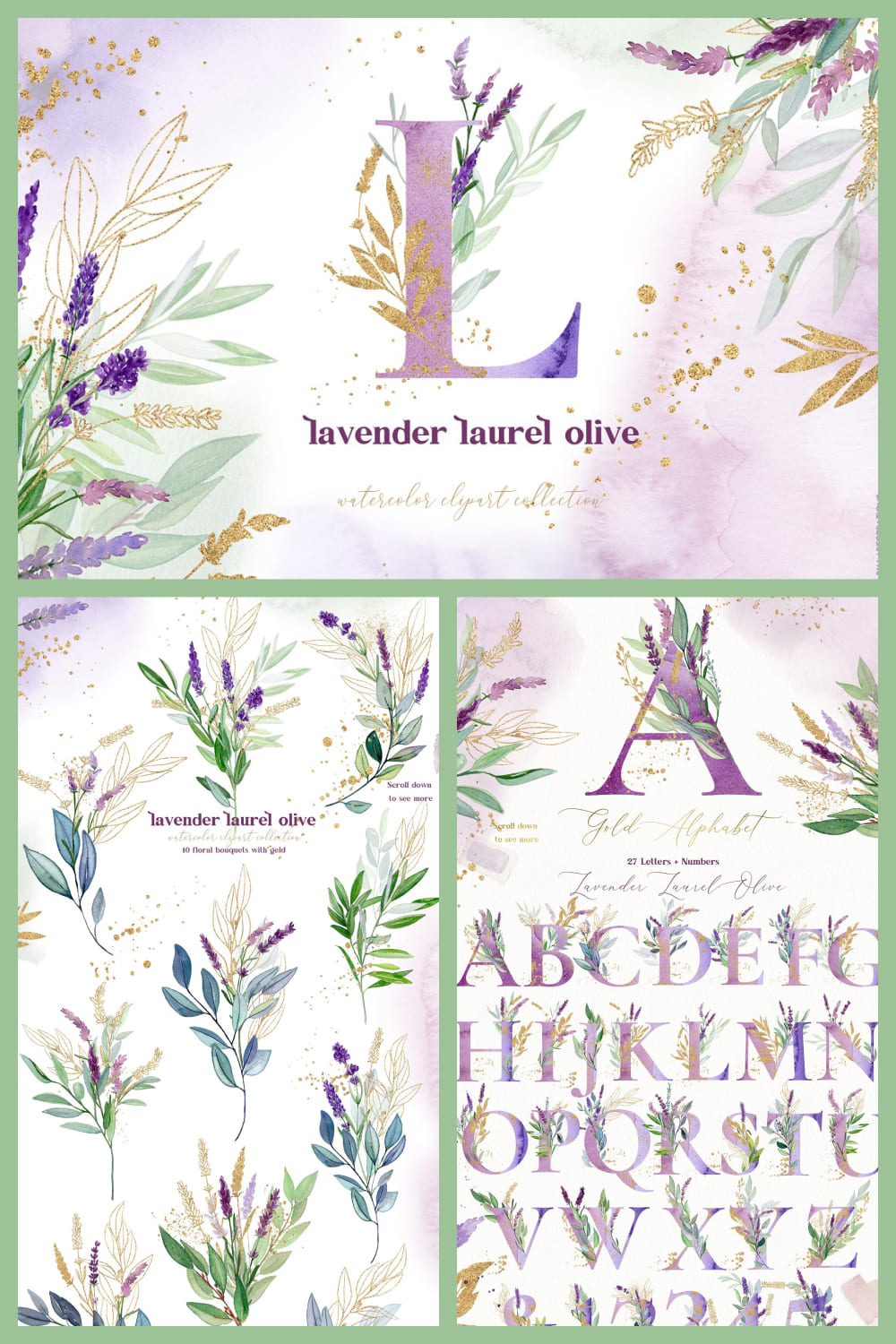 Sale Lavender Laurel Olive Flowers pinterest image.