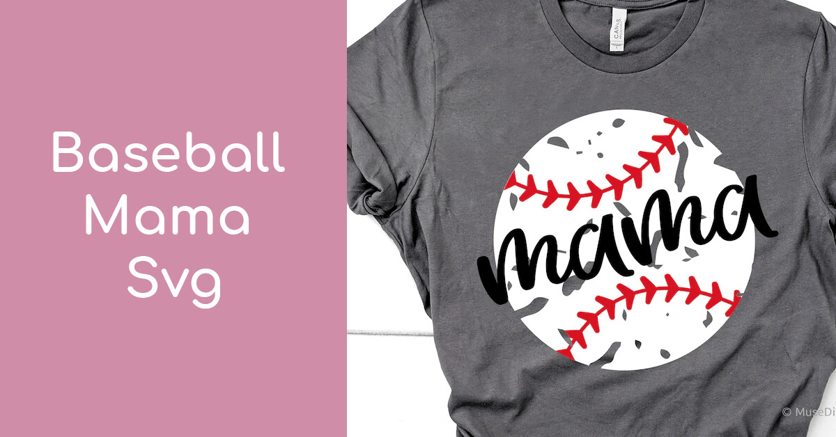 Gray t-shirt with "Mama" print on the background of a baseball.