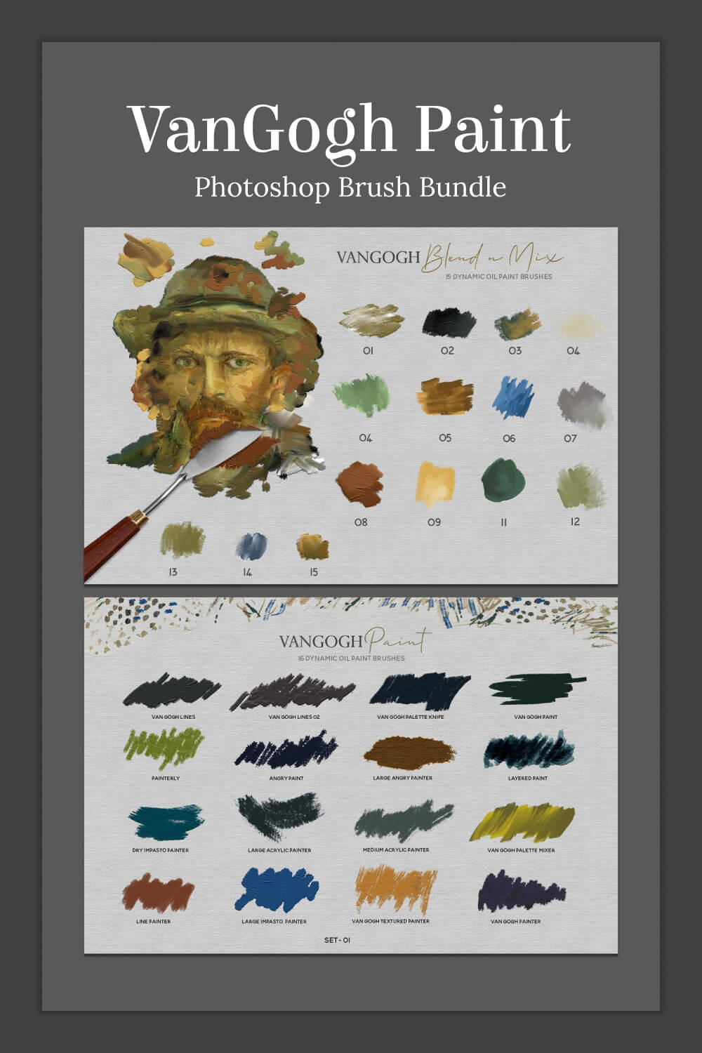 Picture for Pinterest with VanGogh Paint Photoshop Brush Bundle.