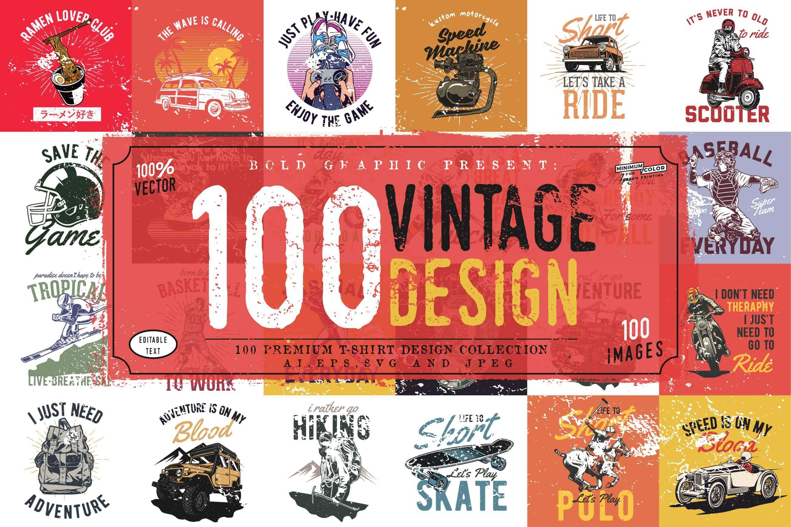 Large logo 100% vector, 100 Vintage Design, 100 Images.