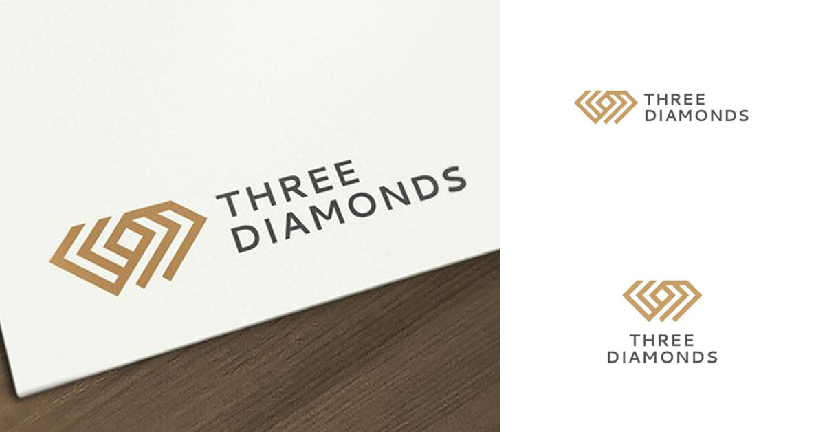 Three triple gold diamond logos with the caption "Three diamonds" on the right.
