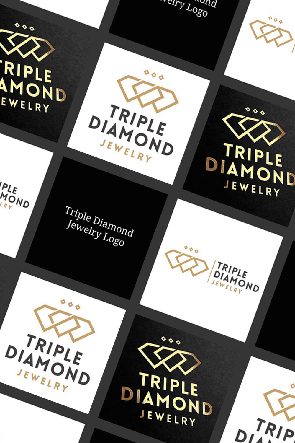 Lots of "Triple Diamond Jewelry" logos in black and white checkerboards.