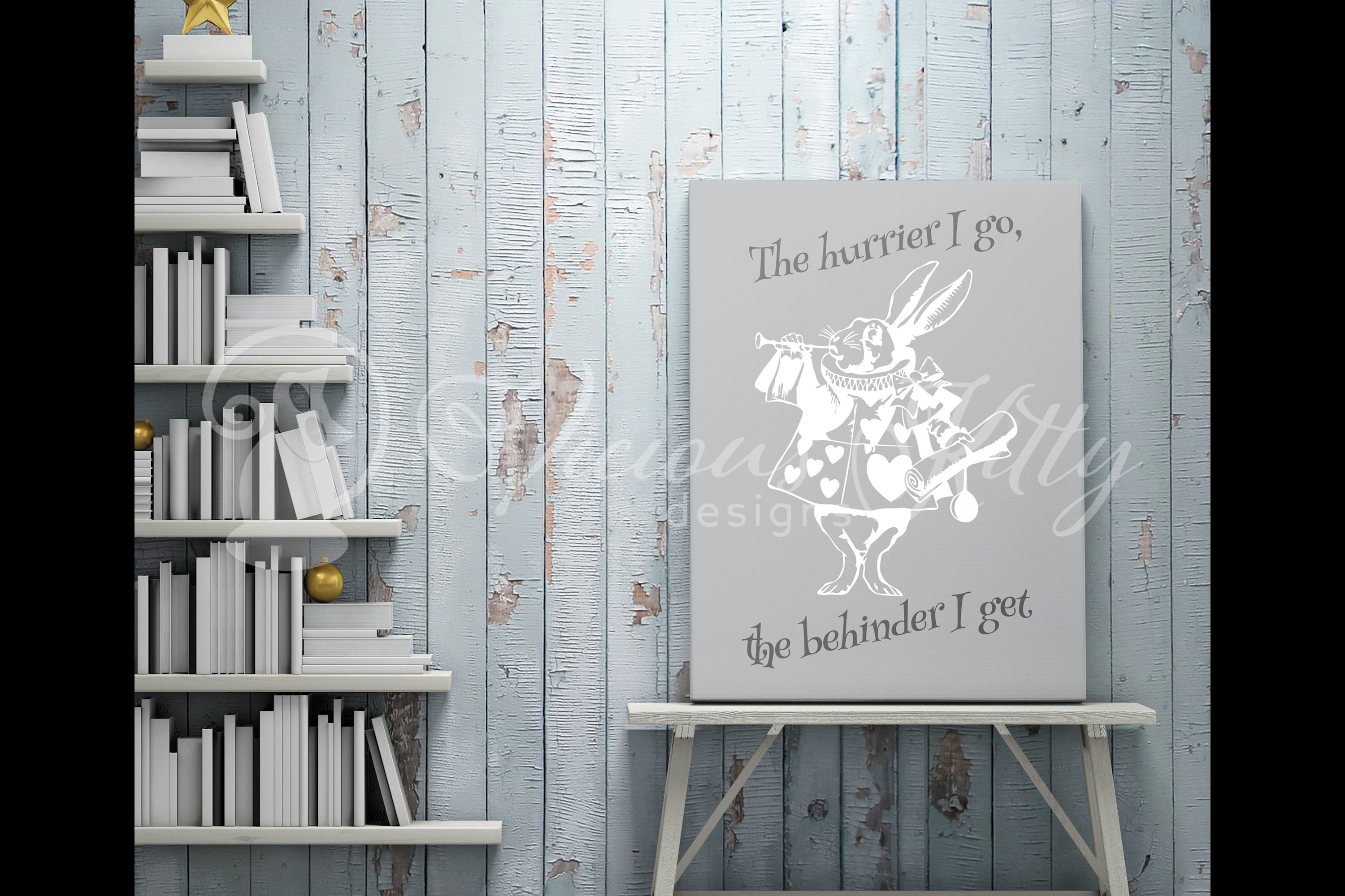 White rabbit on canvas for handmade painting.