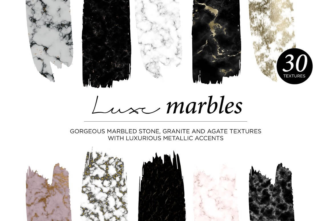 Lux marbles, gorgeous marbled stone, granite and agate textures with luxurious metallic accents.