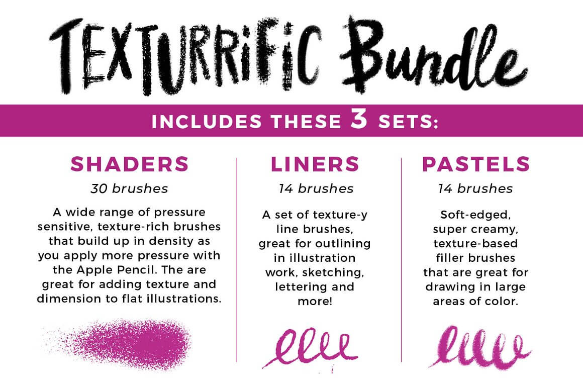 Texturrific bundle brushes for procreate by Lisa Bardot.