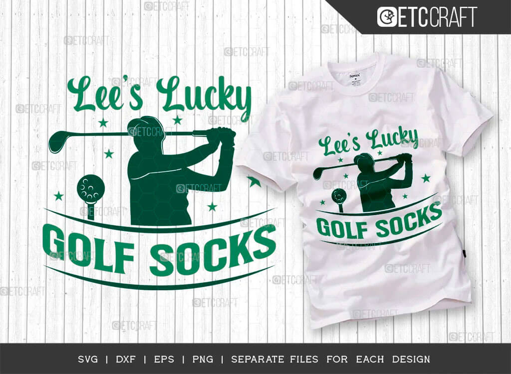 Logo and T-shirt with it "Lee's Lucky, Golf Socks".