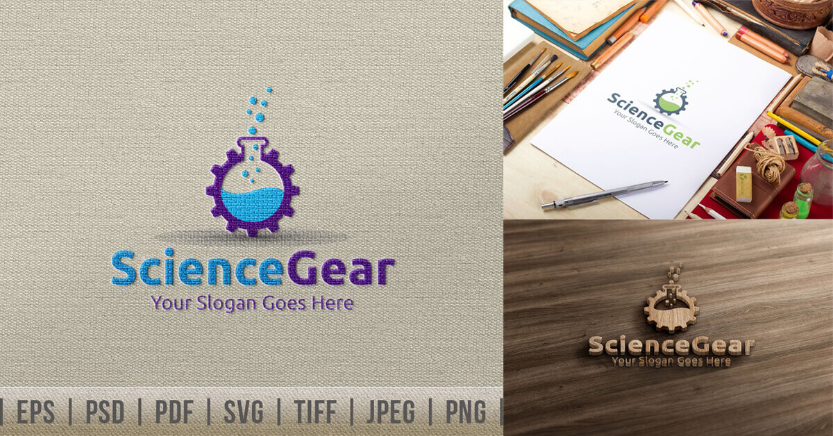 All file formats of the Science Gear product along with the logo.