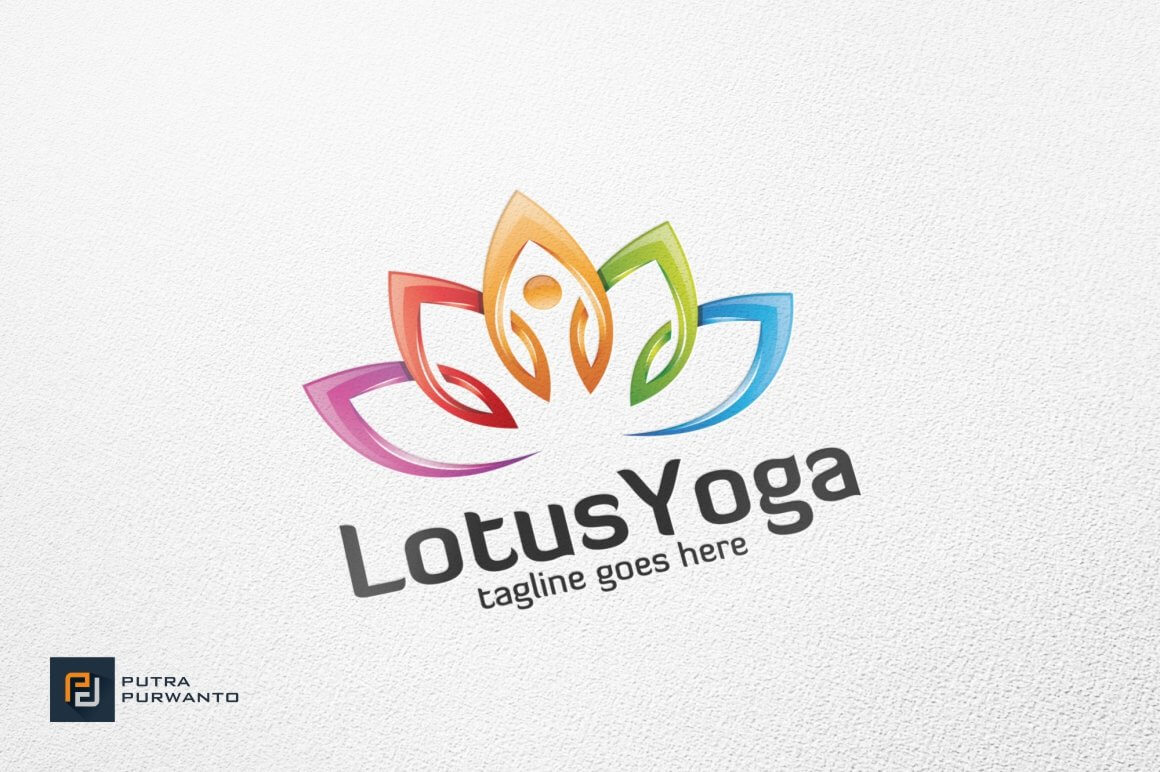 Lotus yoga big color logo on a light background.