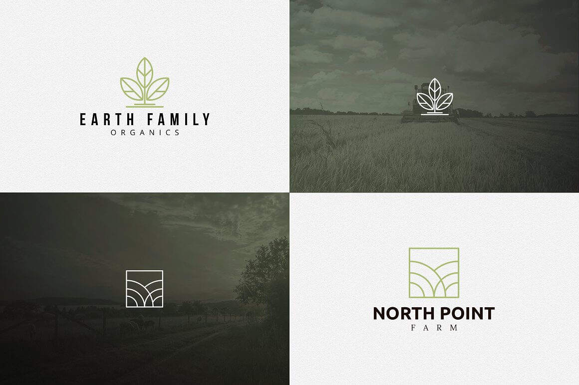 The four Earth Family and North Point logos in squares on white and pale green backgrounds.