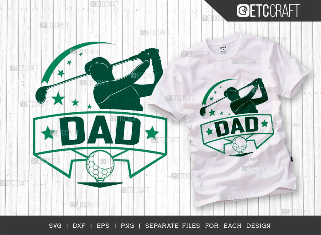 The logo on the T-shirt and on the background of white boards, the inscription "DAD".
