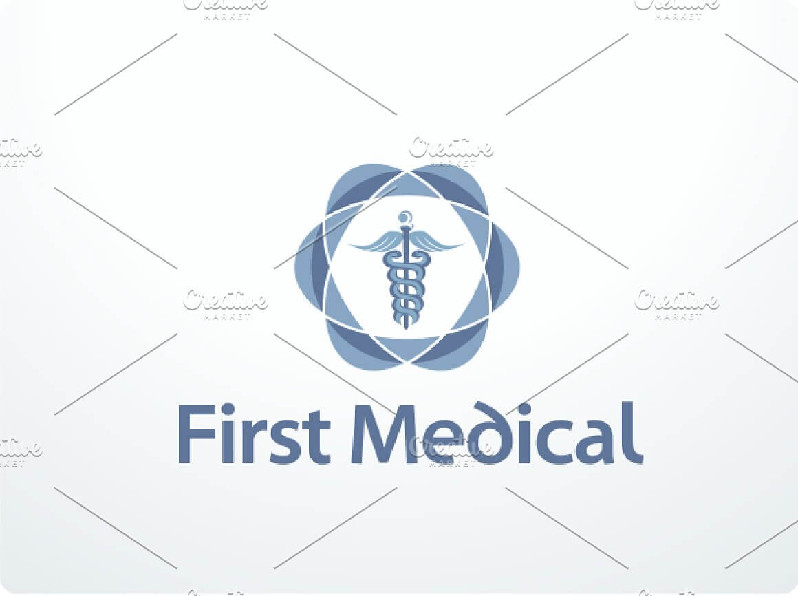 Light blue medical logo close-up on a white background.