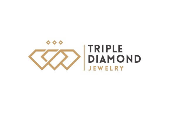 Gold logo in a row with the inscription "Triple Diamond Jewelry" on a white background.