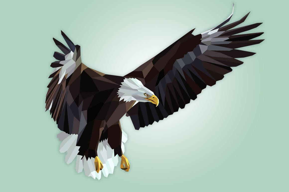 Polygonal eagle in flight.