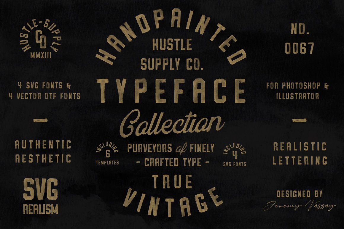 Handpainted Typeface Collection, True Vintage.