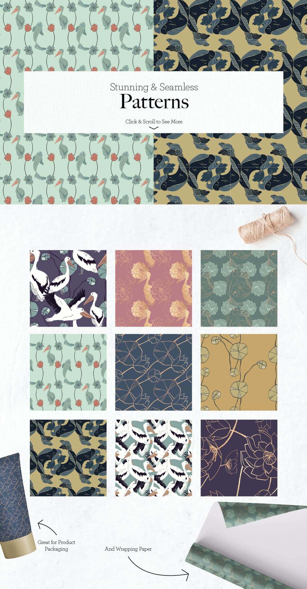 Stunning & Seamless Patterns Click & Scroll to See More.
