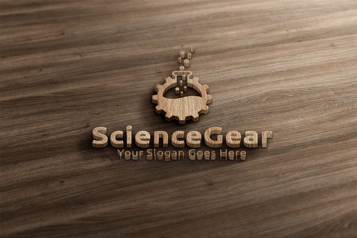 Science Gear title and logo in wood.