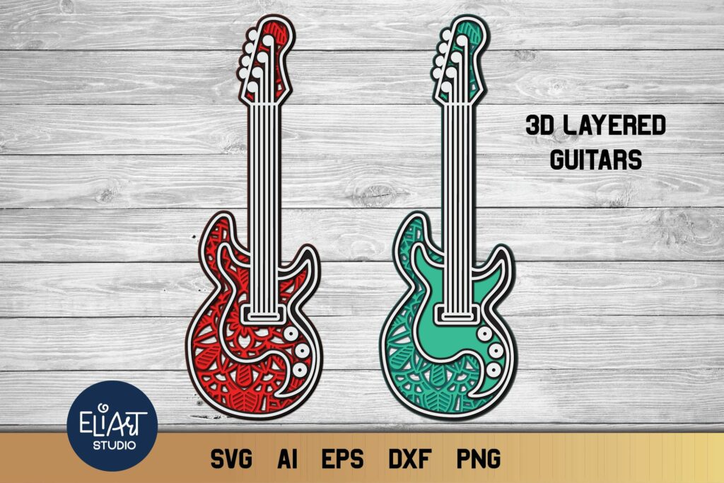 Guitar SVG 3d Layered | Music SVG Cut File | Electric Guitar ...