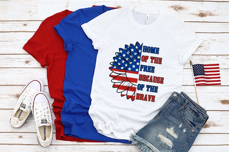 American flag on T-shirt print.