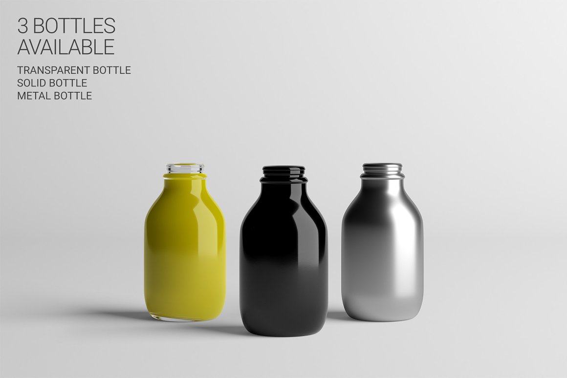 Three bottles of black, silver and yellow.