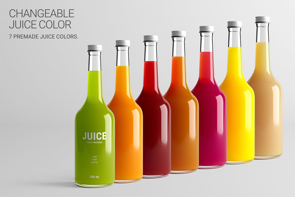 A row of multi-colored bottles.