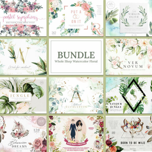 Slides of bundle whole shop watercolor floral.