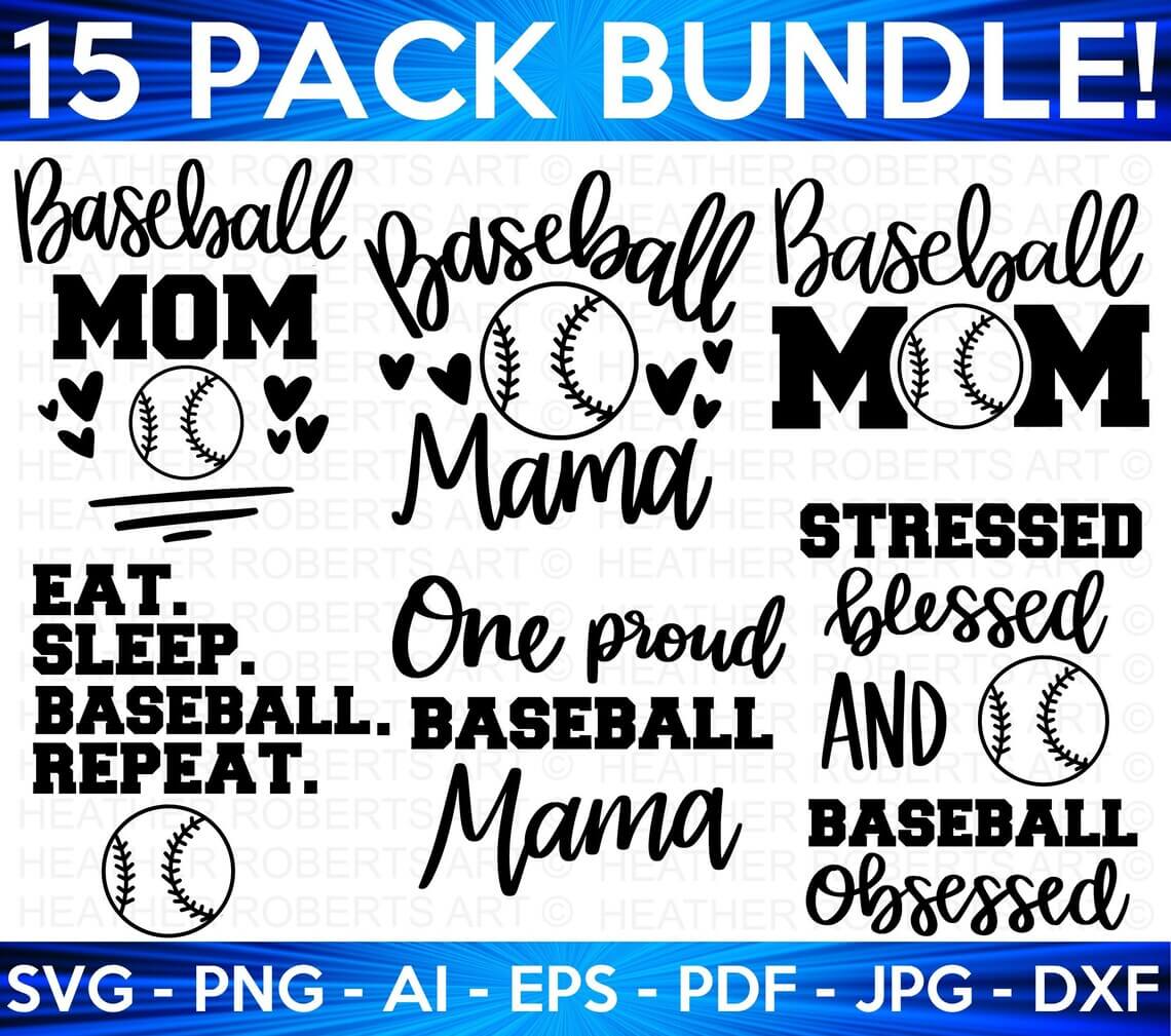 15 pack bundle with inscription "Baseball mom".