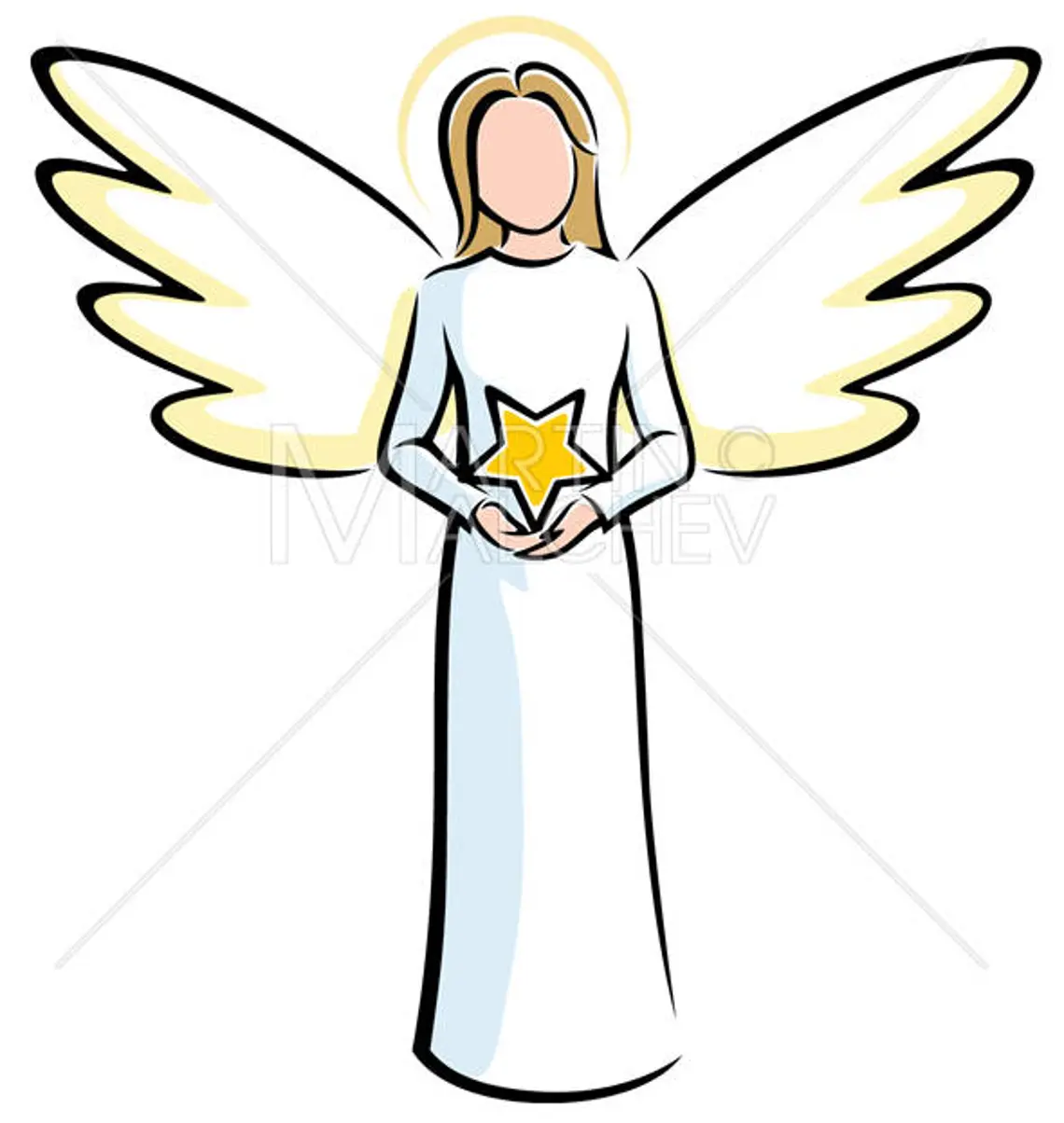 The image of an angel with a star in his hands.