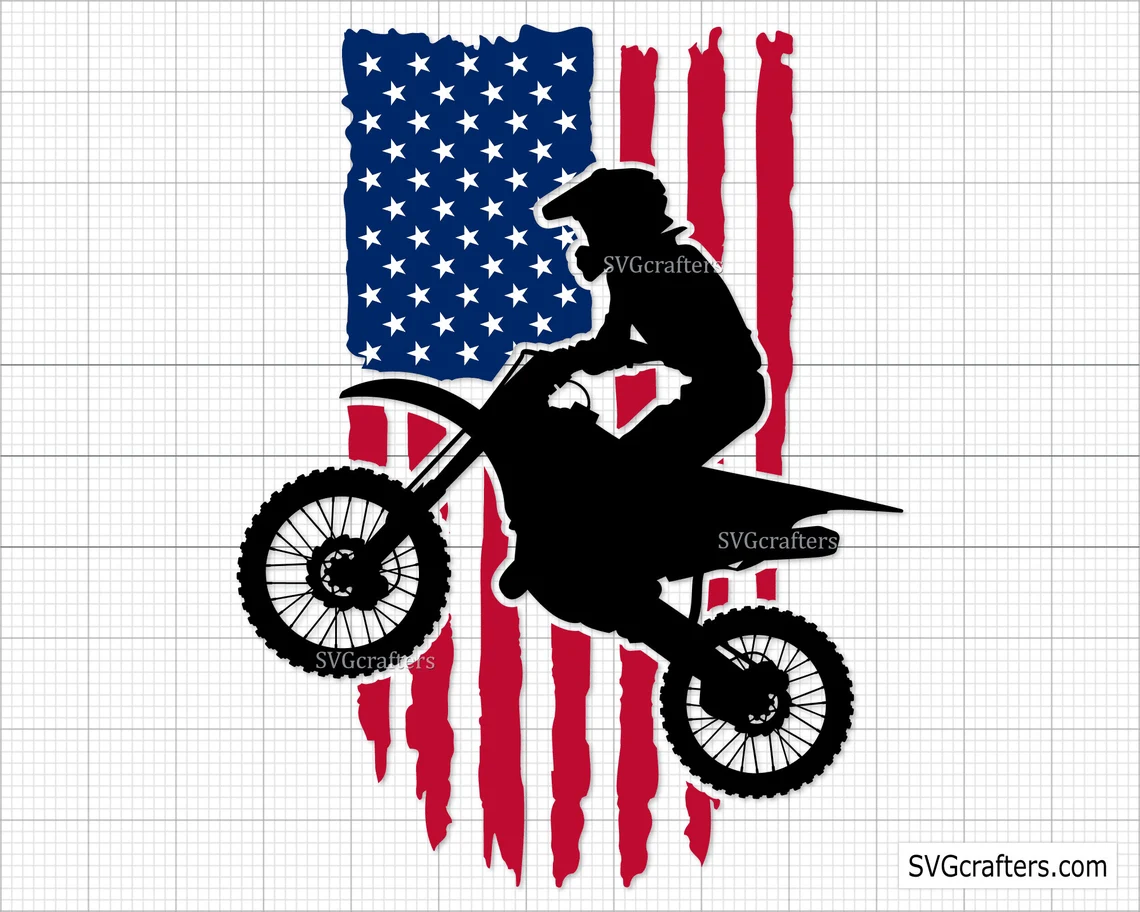 Motorcyclist on the background of the American flag.