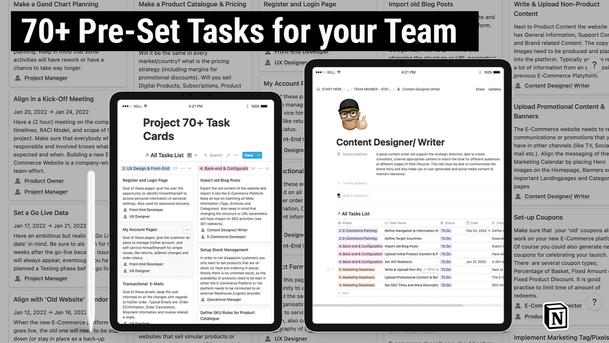 70+ project task cards.