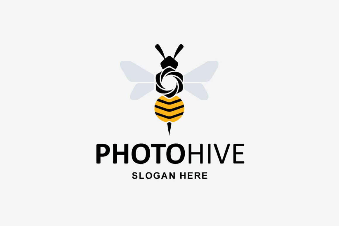 Logo of a bee with a sharp sting and an inscription Phothive.
