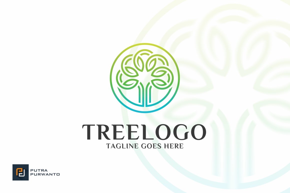 Treelogo in blue and green on the white background.