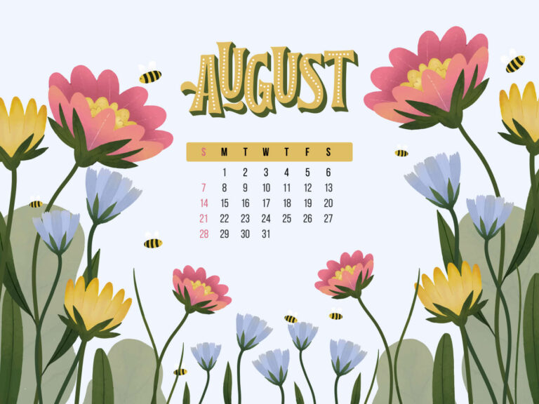 Free Editable August Flowers Calendar Printable – MasterBundles