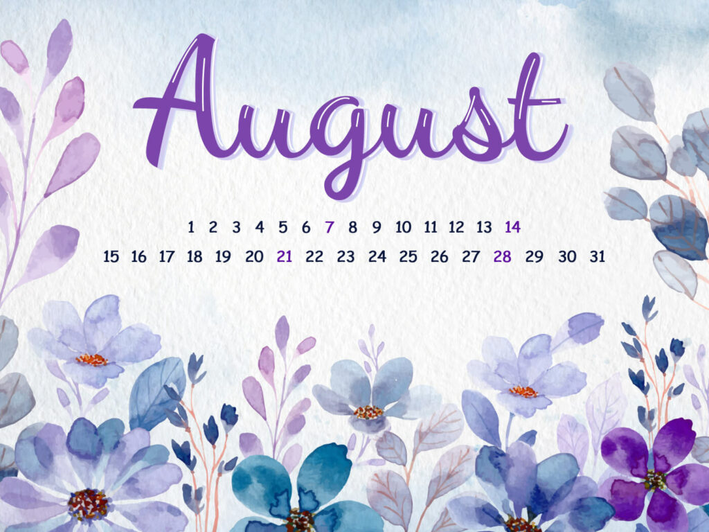 Fully Editble Free August Calendar – MasterBundles