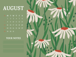 Free Chamomile August Fully Editable Printable Calendar – MasterBundles