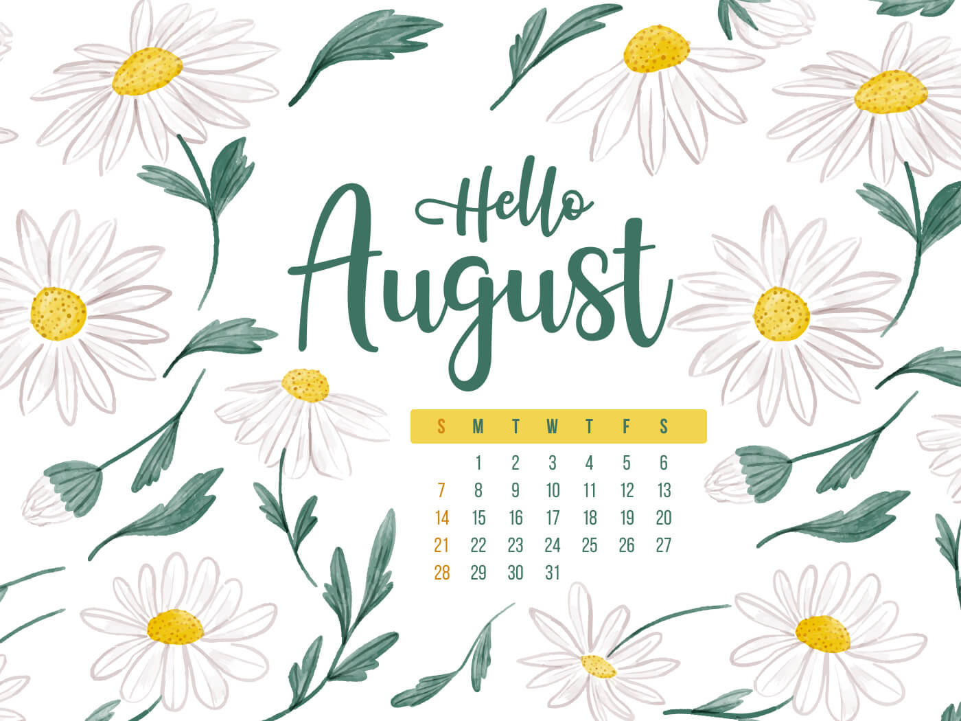 Free Editable August Calendar Facebook Image.