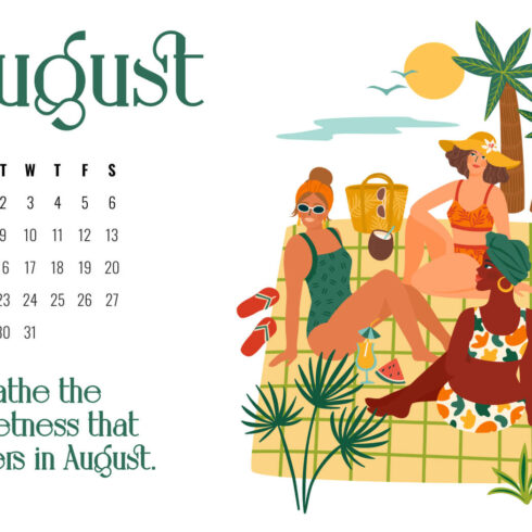 Free Fully Editable August Vacation Printable Calendar | Master Bundles