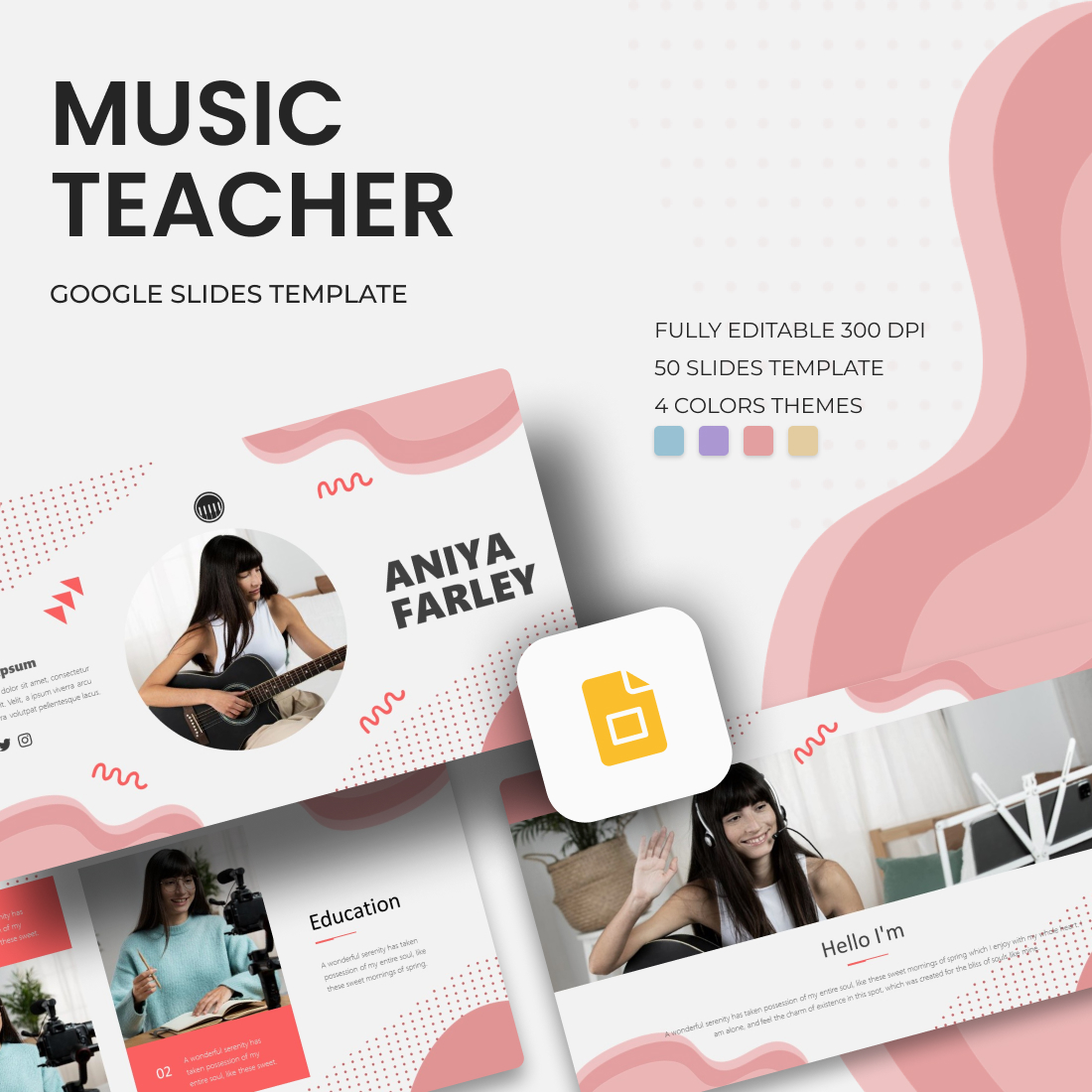 Music Teacher Google Slides Theme cover image.