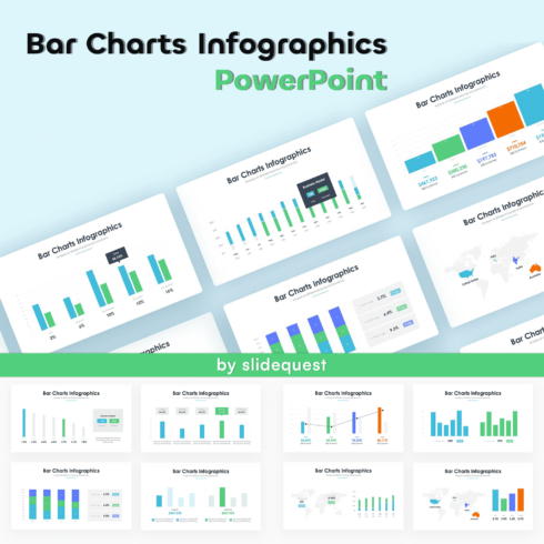 Bar Charts Infographics - PowerPoint cover image.
