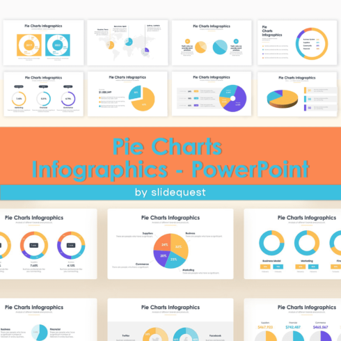 Pie Charts Infographics - PowerPoint cover image.
