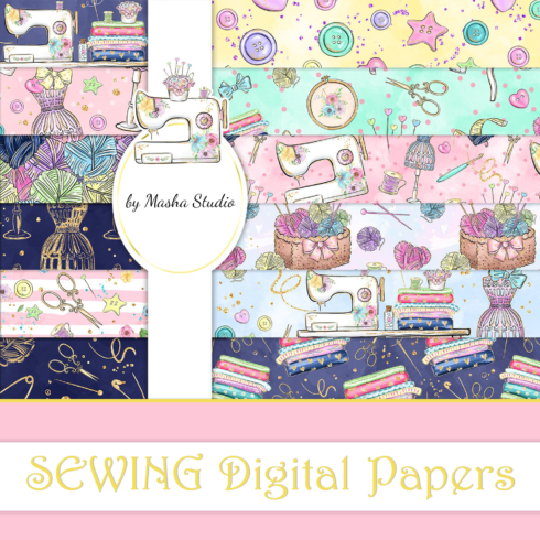 Sewing digital papers for facebook.