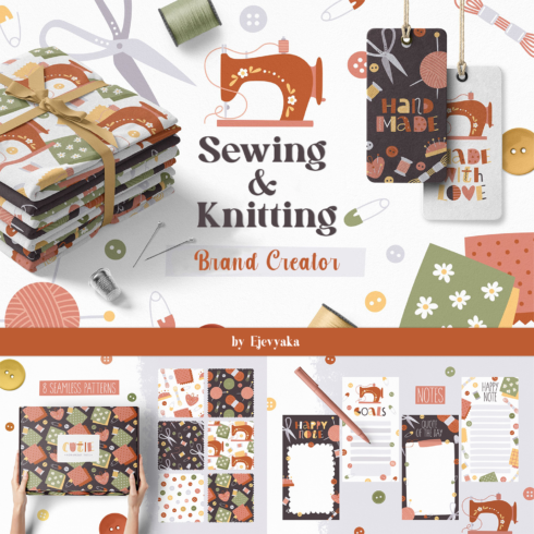 Sewing knitting. brand creator preview.