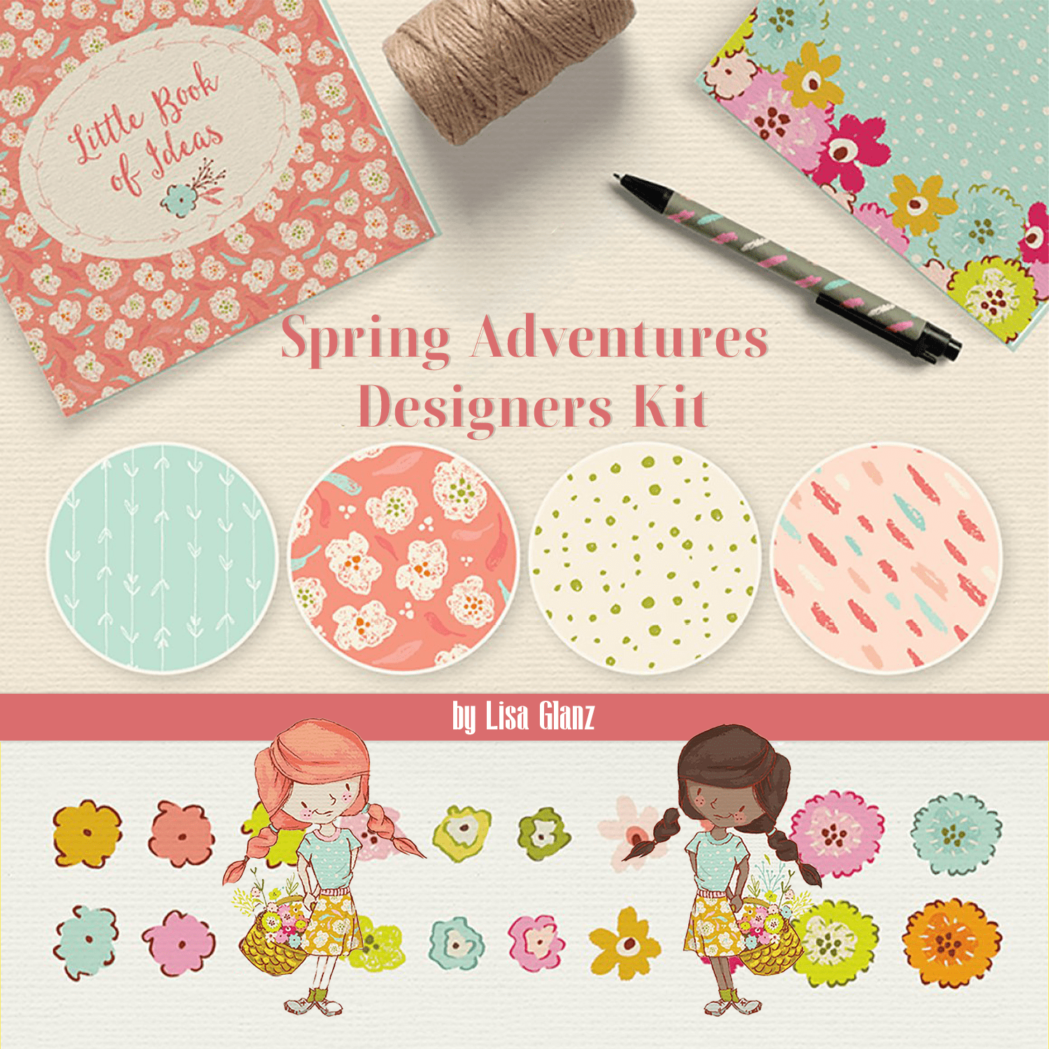 Spring Adventures Designers Kit illustrations.