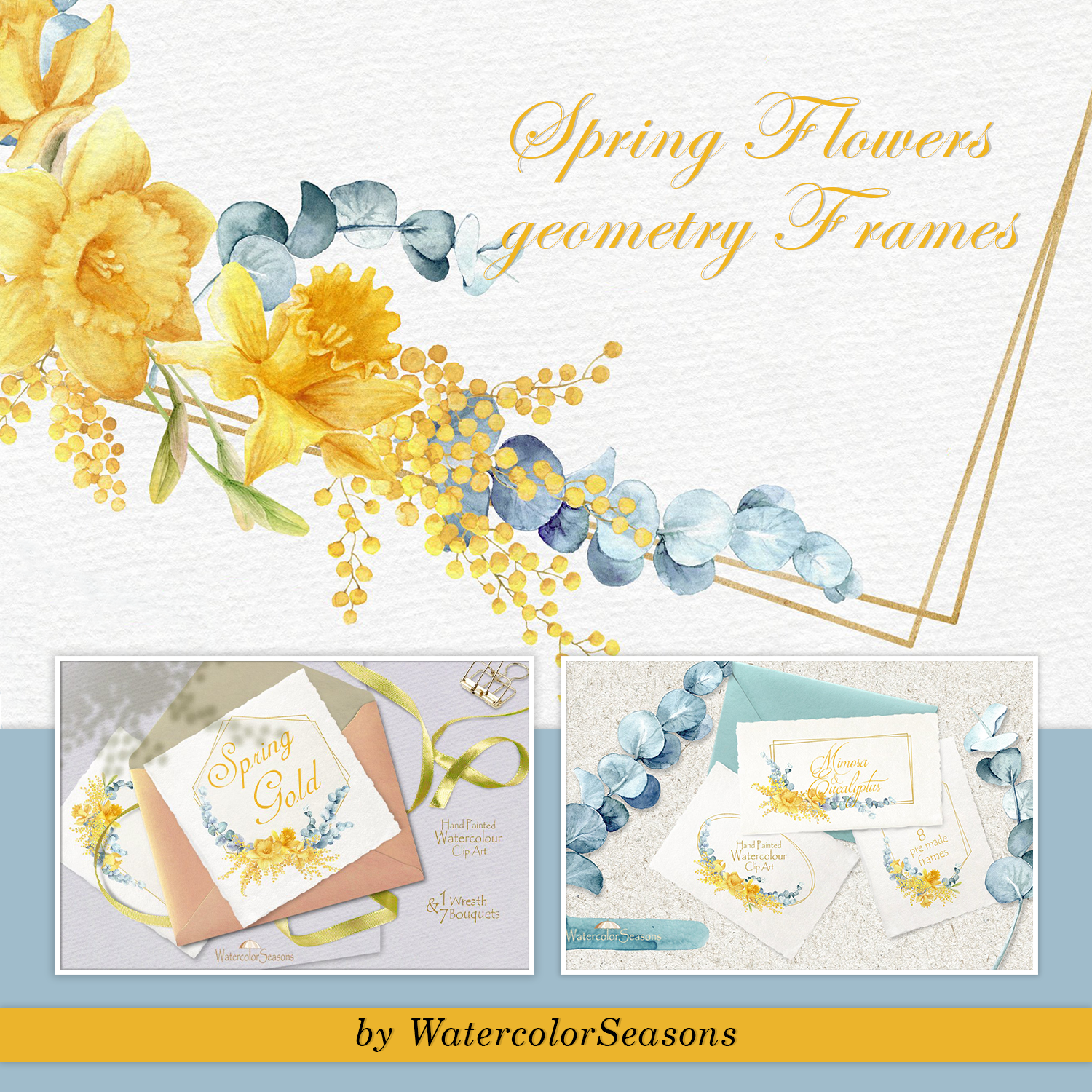 Prints of spring flowers geometry frames.