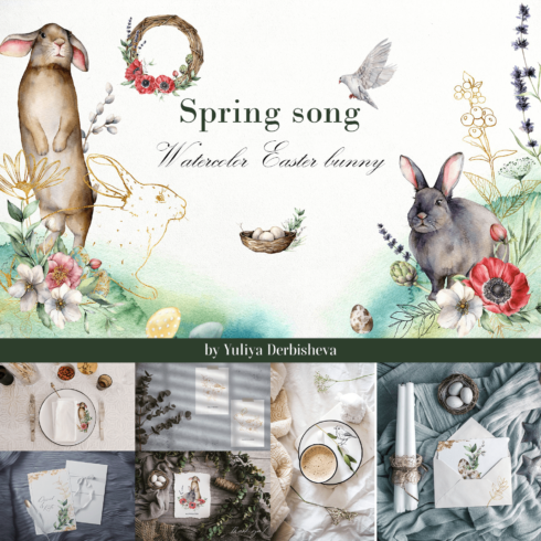 Spring Song Watercolor Easter Bunny cover image.