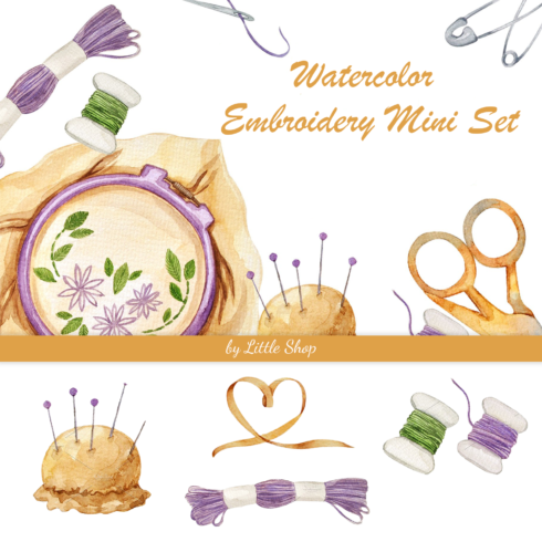 Watercolor embroidery mini set for facebook.