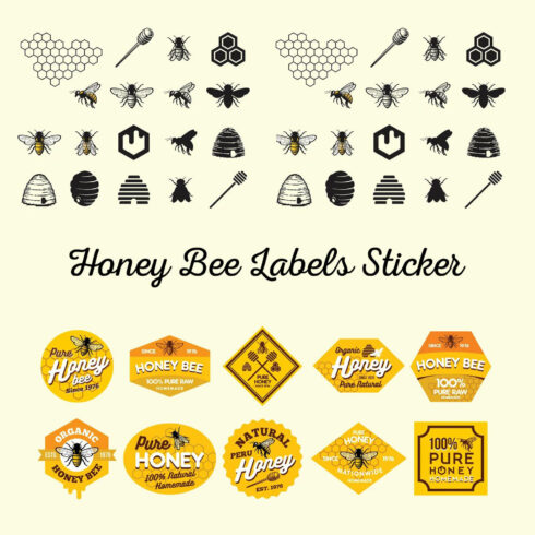 Fine detail image of honey bee labels sticker.